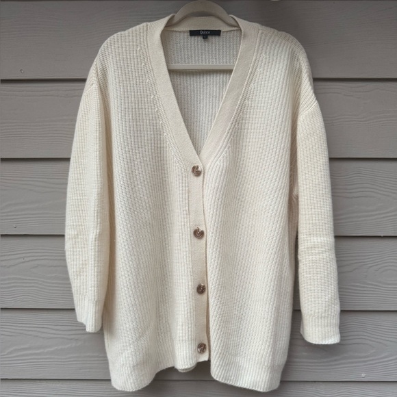 Quince Mongolian Cashmere Fisherman Boxy Cropped Cardigan Sweater - Picture 6 of 16